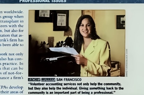 Rachel Murray (Carlsen) portrait, Journal of Accountancy November 1999